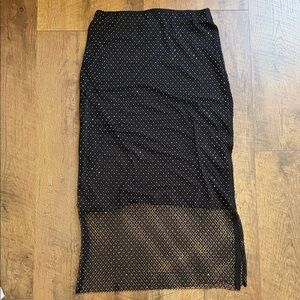 Sincerely Jules Black Mesh Polka Dot Pencil Skirt